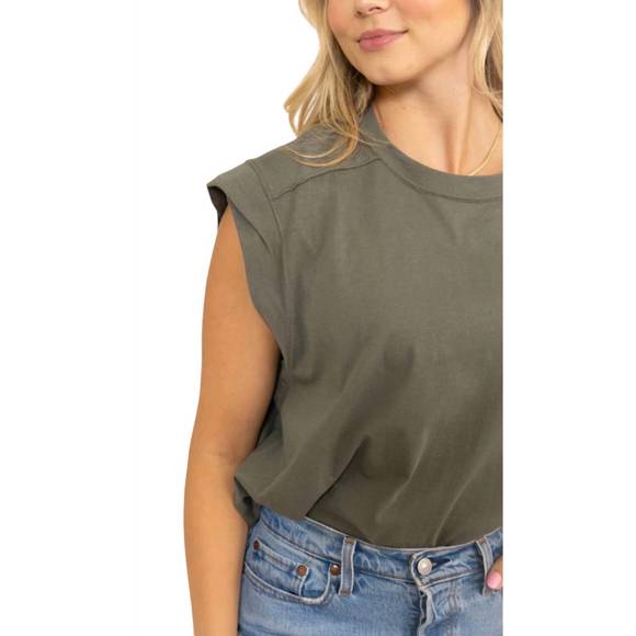 NEW KARLIE scoop muscle tank in olive - Picture 3 of 4